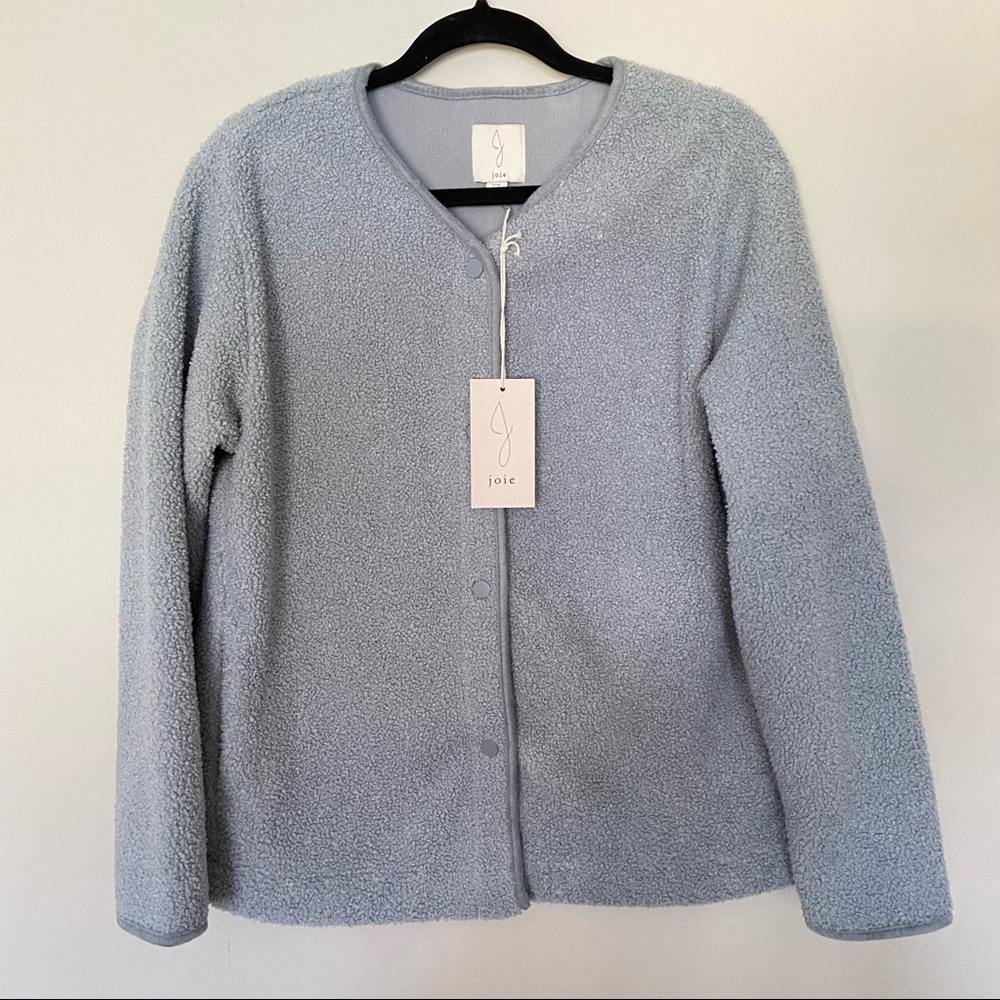 Joie Teddy Jacket-Fleece Lined-Fuzzy-Dusty Blue-Size Small-NWT
